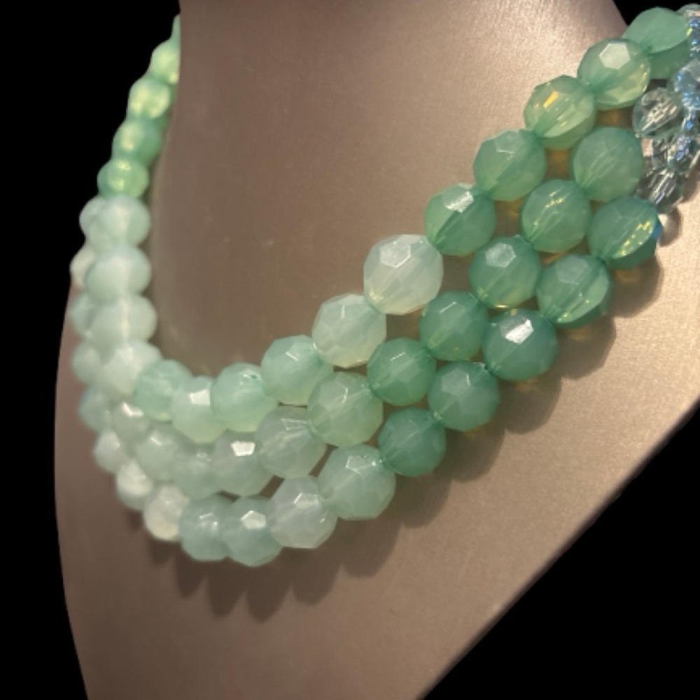 Elegant Seafoam & Mint Green Beaded Necklace